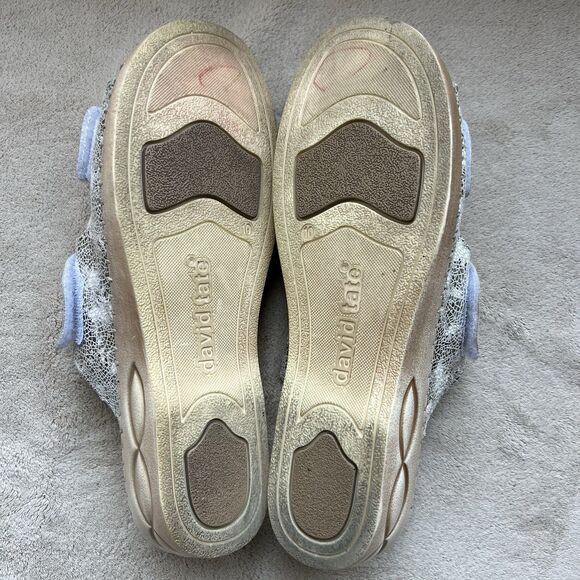 David Tate White w/ Crackle Bronze Leather Wedge Heel Slide Sandals Women 10 N - Picture 14 of 16